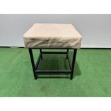 Metal Ayaklı Sırtsız Bank Puf Bench Balkon-Bahçe-Kafe-Çay Seti Pufu - Krem
