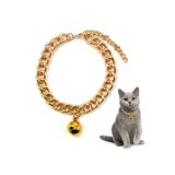 Metal Ayarlanabilir Zincir Kararmaz Zilli Gold 28 Cm Lüx Kedi Ve Küçük Irk Köpek Kolye Tasması