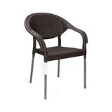 Metal Bacaklı Bambu Rattan Kollu Sandalye Koltuk KAHVE Kahverengi