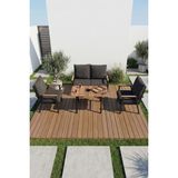 Metal Bahçe Oturma Grubu Minderli Gri 4'lü Set - Belirtilmemiş - Ahşap - Krem