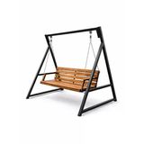 Metal Bahçe Salıncak 3 Kişilik Metal Gövdeli Ahşap 3 Kişilik Bahçe Balkon Teras Salıncağı 150X200 Cm