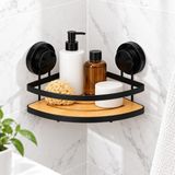 Metal Bambu Banyo Rafı Tekli Köşe, Üçgen Yapışkanlı Duş Rafı, Delmeden Duvar Tipi Şampuan - Genel