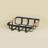 Metal Bambu Saplı Kare Düzenleyici Organizer Sepet (Siyah)