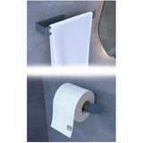Metal Banyo Seti – Düz Tuvalet Kağıtlık ve Kağıt Havlu/Havlu Askısı 2’li Set, Modern Tasarım - Antrasit