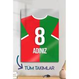 Metal Baskı - Kişiselleştirilebilir, Numara, İsim, Amed, Spor, Tüm Takımlar, Yeşil Kırmızı