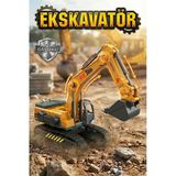 Metal Başlıklı Oyuncak Ekskavatör - Hareketli Kepçe İş Makinesi 26 Cm