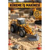 Metal Başlıklı Oyuncak Küreme İş Makinesi - Sürtmeli Hareketli Kar Küreyici İnşaat Aracı