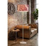 Metal Beyaz Ayak Toile De Jouy Vintage Lambader Kırmızı Başlık