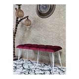 Metal Beyaz Tel Ayaklı 100 Cm Puf Bench - Puf - Bench - Oturak - Mutfak Oturağı - Antre Oturağı Bordo Renk 100 X 40 Boyut/Ebat