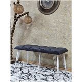 Metal Beyaz Tel Ayaklı 100 cm Puf Bench - Puf - Bench - Oturak - Mutfak Oturağı - Antre Oturağı Füme Renk 100 x 40 Boyut/ebat - Çok Renkli