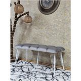 Metal Beyaz Tel Ayaklı 100 cm Puf Bench - Puf - Bench - Oturak - Mutfak Oturağı - Antre Oturağı Gri Renk 100 x 40 Boyut/ebat - Çok Renkli