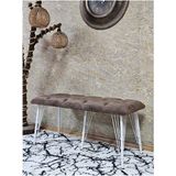 Metal Beyaz Tel Ayaklı 100 cm Puf Bench - Puf - Bench - Oturak - Mutfak Oturağı - Antre Oturağı Kahverengi Renk 100 x 40 Boyut/ebat - Çok Renkli
