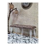 Metal Beyaz Tel Ayaklı 100 Cm Puf Bench - Puf - Bench - Oturak - Mutfak Oturağı - Antre Oturağı Kahverengi Renk 100 X 40 Boyut/Ebat