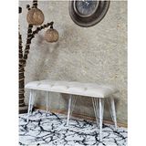 Metal Beyaz Tel Ayaklı 100 cm Puf Bench - Puf - Bench - Oturak - Mutfak Oturağı - Antre Oturağı Krem Renk 100 x 40 Boyut/ebat - Çok Renkli