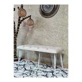 Metal Beyaz Tel Ayaklı 100 Cm Puf Bench - Puf - Bench - Oturak - Mutfak Oturağı - Antre Oturağı Krem Renk 100 X 40 Boyut/Ebat