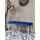 Metal Beyaz Tel Ayaklı 100 cm Puf Bench - Puf - Bench - Oturak - Mutfak Oturağı - Antre Oturağı Mavi Renk 100 x 40 Boyut/ebat - Çok Renkli
