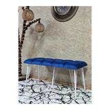 Metal Beyaz Tel Ayaklı 100 Cm Puf Bench - Puf - Bench - Oturak - Mutfak Oturağı - Antre Oturağı Mavi Renk 100 X 40 Boyut/Ebat