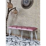 Metal Beyaz Tel Ayaklı 100 cm Puf Bench - Puf - Bench - Oturak - Mutfak Oturağı - Antre Oturağı Pembe Renk 100 x 40 Boyut/ebat - Çok Renkli