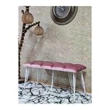 Metal Beyaz Tel Ayaklı 100 Cm Puf Bench - Puf - Bench - Oturak - Mutfak Oturağı - Antre Oturağı Pembe Renk 100 X 40 Boyut/Ebat