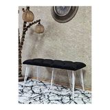 Metal Beyaz Tel Ayaklı 100 Cm Puf Bench - Puf - Bench - Oturak - Mutfak Oturağı - Antre Oturağı Siyah Renk 100 X 40 Boyut/Ebat