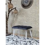 Metal Beyaz Tel Ayaklı 60 cm Puf Bench - Puf - Bench - Oturak - Mutfak Oturağı - Antre Oturağı Füme Renk 60 x 40 Boyut/ebat - Çok Renkli