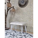 Metal Beyaz Tel Ayaklı 60 cm Puf Bench - Puf - Bench - Oturak - Mutfak Oturağı - Antre Oturağı Krem Renk 60 x 40 Boyut/ebat - Çok Renkli