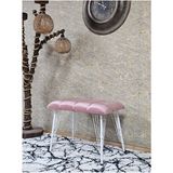 Metal Beyaz Tel Ayaklı 60 cm Puf Bench - Puf - Bench - Oturak - Mutfak Oturağı - Antre Oturağı Pembe Renk 60 x 40 Boyut/ebat - Çok Renkli