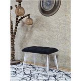 Metal Beyaz Tel Ayaklı 60 cm Puf Bench - Puf - Bench - Oturak - Mutfak Oturağı - Antre Oturağı Siyah Renk 60 x 40 Boyut/ebat - Çok Renkli