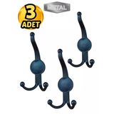 Metal Boncuk Portmanto Askısı Siyah Duvar Tipi – 3’Lü