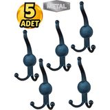 Metal Boncuk Portmanto Askısı Siyah Duvar Tipi – 5’Li