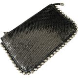 Metal Boncuklu Şık Kadın Clutch Çapraz Zinci Askılı Çanta - Siyah - --Siyah