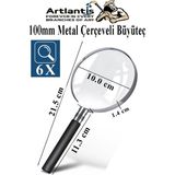 Metal Büyüteç 100 mm 1 Adet 6x Plastik Sap Çerçeveli 10 cm Büyüteç Merçek Okul Büro Ofis Krom Kaplama Büyüteç - Standart