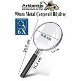 Metal Büyüteç 90 Mm 1 Adet 6X Plastik Sap Çerçeveli 9 Cm Büyüteç Merçek Okul Büro Ofis Krom Kaplama Büyüteç