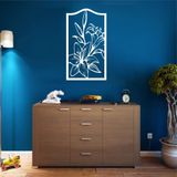Metal Çiçek Sanatı, Zambak Çiçeği Dekoru, Metal Duvar Sanatı, 3D Duvar Silueti Metal Duvar Dekoru, Ev Ofis Dekorasyonu, Yatak Odası Oturma Odası Dekoru (14 "G x 24" Y / 34x60 cm, Beyaz)