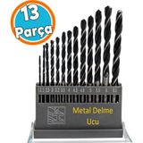 Metal Delme Hss Matkap Ucu Seti 13 'lü Paket Çelik Metal Alüminyum Delici Uç 1.5 - 6.5 mm Arası Çap - Gri