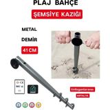 Metal Demir Plaj Bahçe Kamp Şemsiyesi Yer Sabitleme Kazık - Gri