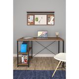 Metal Destekli Bilgisayar Çalışma Masası 2 Raflı 60X120CM Mdf ID00499 - 60x120 cm - Ceviz