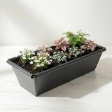 Metal Dikdörtgen Balkon Saksılığı - 53 cm Paslanmaz Galvaniz Dekoratif Yatay Çiçeklik (Antrasit)