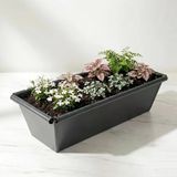 Metal Dikdörtgen Balkon Saksılığı - 53 cm Paslanmaz Galvaniz Dekoratif Yatay Çiçeklik (Antrasit)