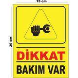 Metal Dikkat Bakım Var 15CM x 20CM Uyarı Levhası Yönlendirme Tabelası - 15 cm x 20 cm