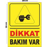 Metal Dikkat Bakım Var 20CM x 30CM A4 Büyüklüğünde Uyarı Levhası Yönlendirme Tabelası - 20 cm x 30 cm