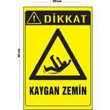 Metal Dikkat Kaygan Zemin 20CM x 30CM A4 Büyüklüğünde Uyarı Levhası Yönlendirme Tabelası - 20 cm x 30 cm