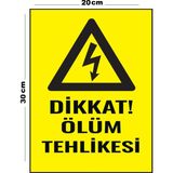 Metal Dikkat Ölüm Tehlikesi 20CM x 30CM A4 Büyüklüğünde Uyarı Levhası Yönlendirme Tabelası - 20 cm x 30 cm