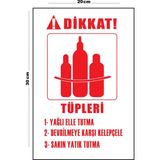 Metal Dikkat Tüpleri Yağlı Elle Tutma 20CM x 30CM A4 Büyüklüğünde Uyarı Levhası Yönlendirme Tabelası - 20 cm x 30 cm