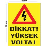 Metal Dikkat Yüksek Voltaj 20CM x 30CM A4 Büyüklüğünde Uyarı Levhası Yönlendirme Tabelası - 20 cm x 30 cm