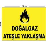 Metal Doğalgaz Ateşle Yaklaşma 30CM x 40CM A3 Büyüklüğünde Uyarı Levhası Yönlendirme Tabelası - 30 cm x 40 cm