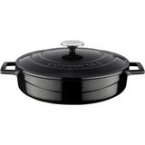 Metal Döküm Çok Amaçlı Yayvan Tencere, Trendy, 28 Cm, 3.51 L Hacim, Siyah