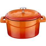 Metal Döküm Mini Tencere, 10 cm, 0.35 L Hacim, Turuncu
