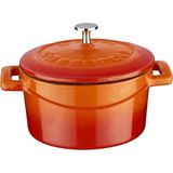 Metal Döküm Mini Tencere, Trendy, 10 Cm, 0.35 L Hacim, Turuncu