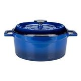 Metal Döküm Yuvarlak Tencere, 24 Cm, Mavi